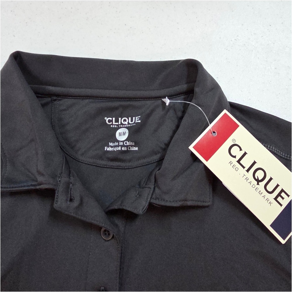 Clique Mens Encor Performance Polo Shirt Black Short Sleeve Size Medium NWT